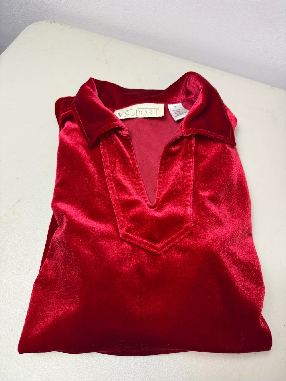 Victoria's Secret VS Sport Vintage Velour Velvet Blouse, Medium, Red
